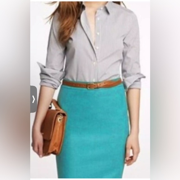 NWT J CREW Wool No. 2 Pencil Skirt Fresh Aqua 6 Tall 6T